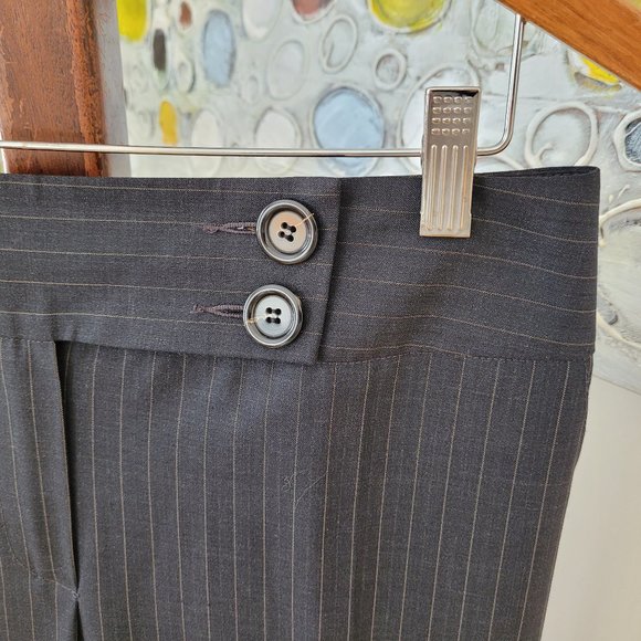 Periphery Grey and Camel Pinstriped Wool Blend Pants US 6 - Picture 1 of 12
